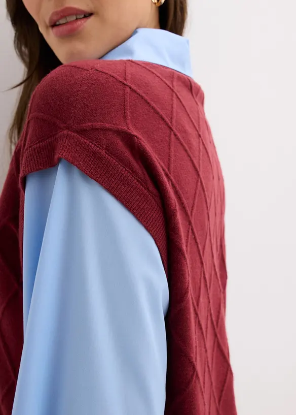 Slipover med blusinf&auml;llning i bomullsmix, bonprix