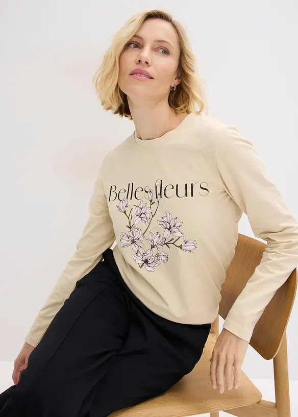 L&aring;ng&auml;rmad topp med ekologisk bomull, bonprix