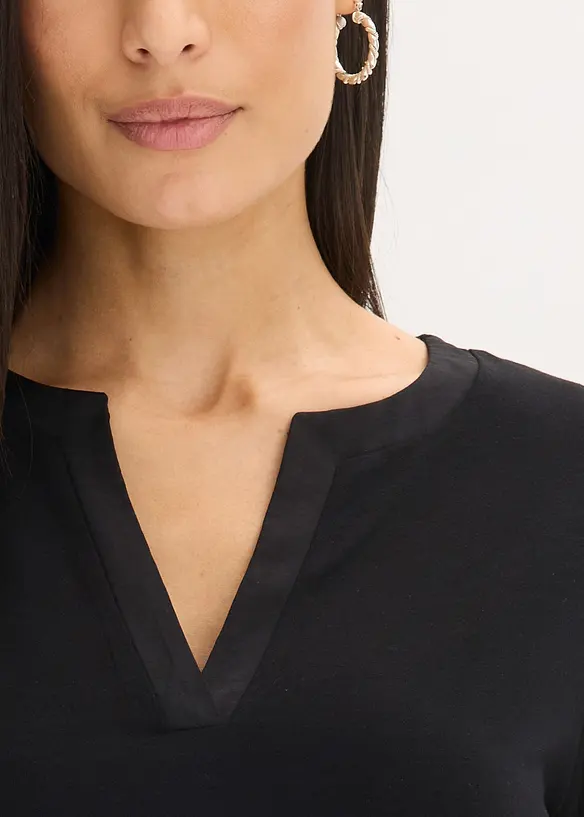 L&aring;ng&auml;rmad topp med slits, bonprix