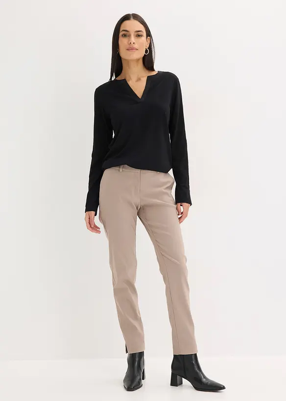 L&aring;ng&auml;rmad topp med slits, bonprix