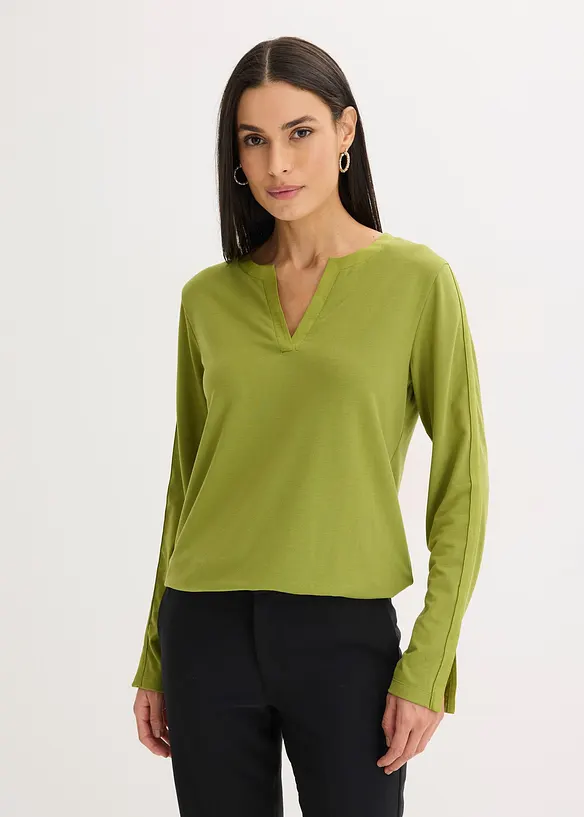 L&aring;ng&auml;rmad topp med slits, bonprix