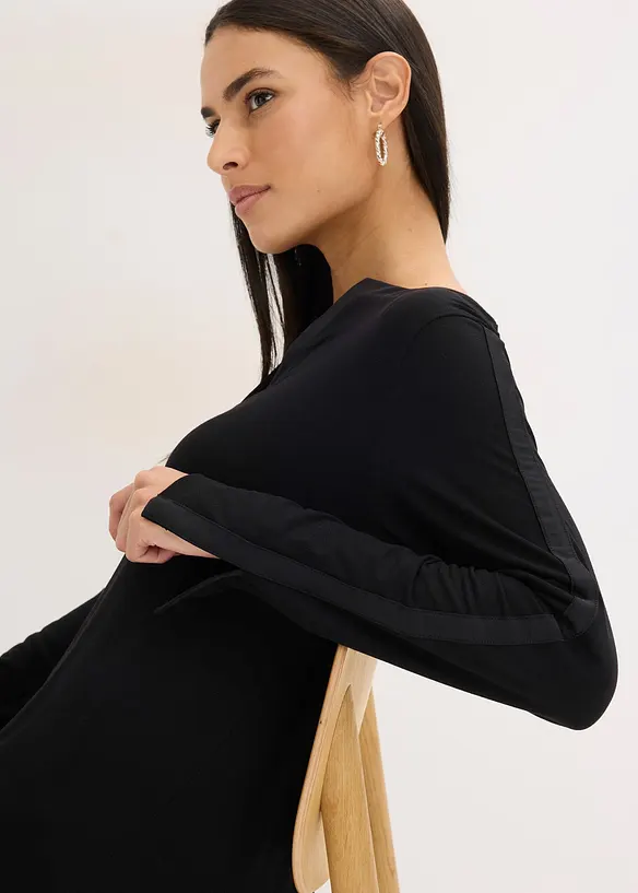 L&aring;ng&auml;rmad topp med slits, bonprix