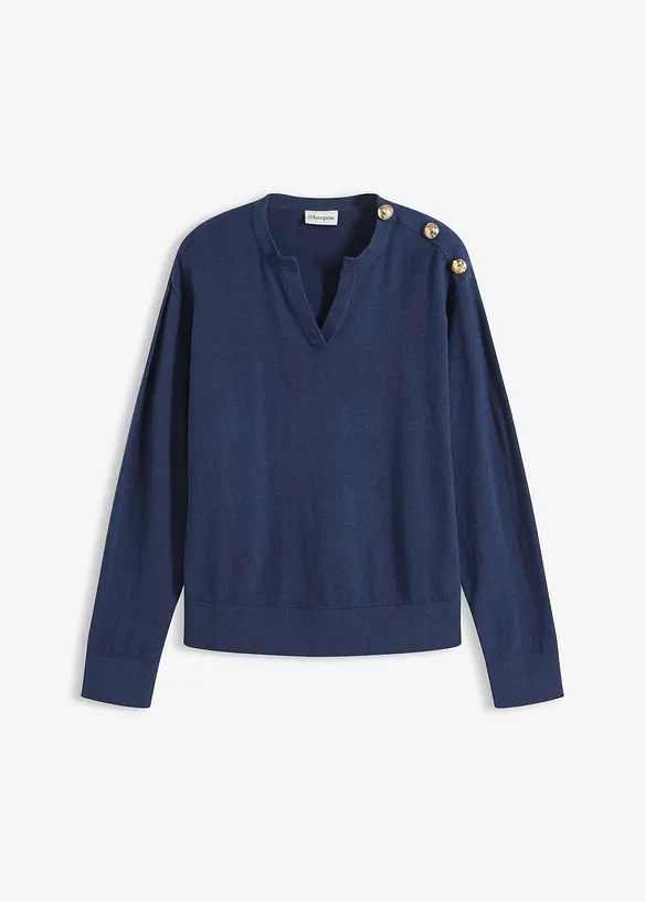 Stickad tr&ouml;ja med dekorativa knappar, bonprix