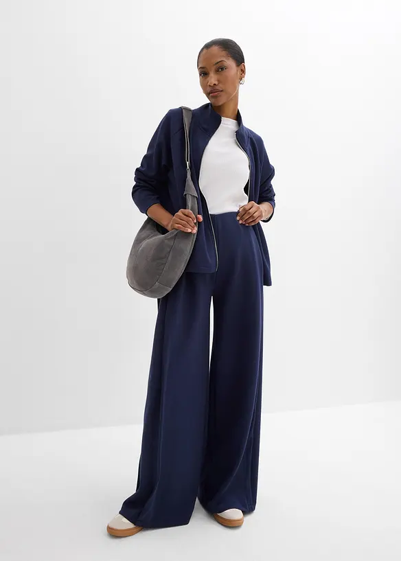 Vid byxa av viskosmix med veck i sidan, bonprix