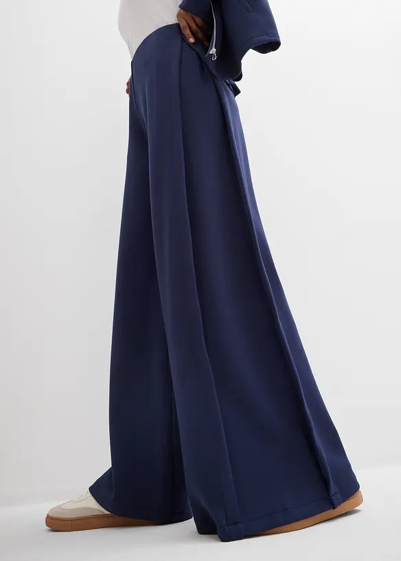 Vid byxa av viskosmix med veck i sidan, bonprix