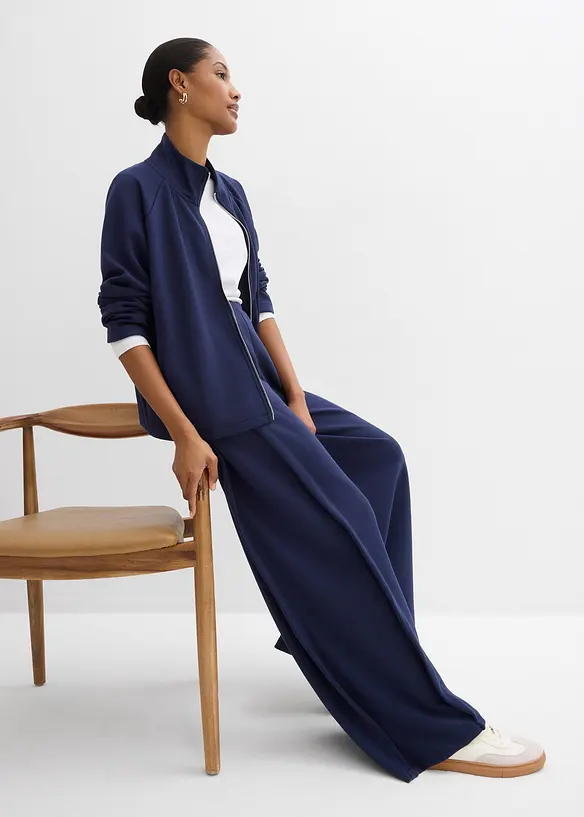 Vid byxa av viskosmix med veck i sidan, bonprix