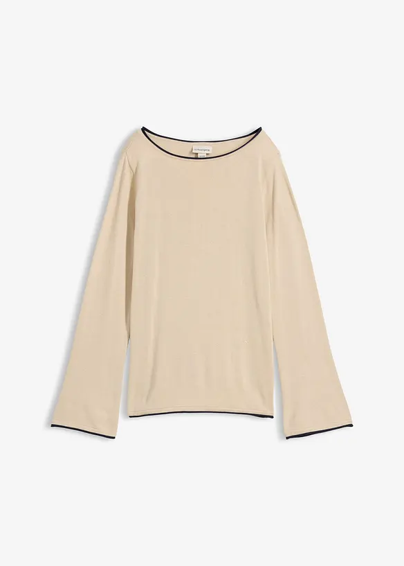 Finstickad tr&ouml;ja av bomullsmix, bonprix