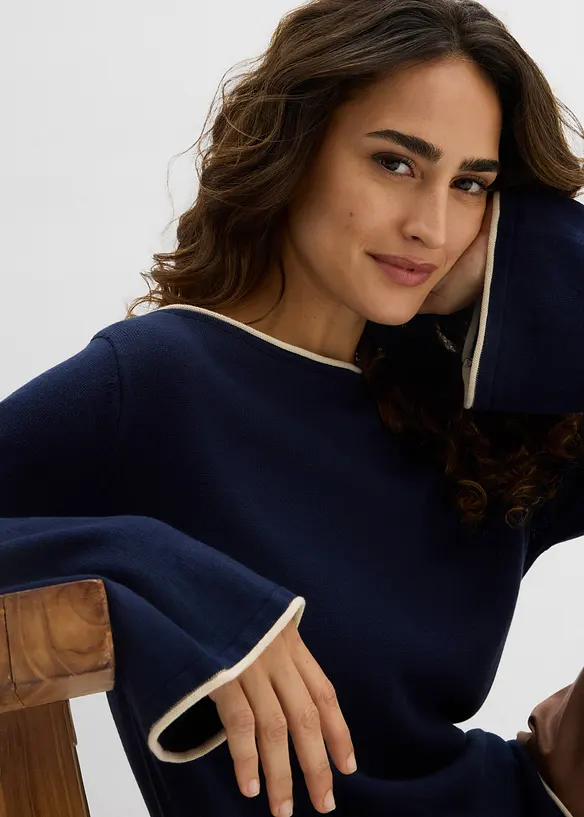 Finstickad tr&ouml;ja av bomullsmix, bonprix