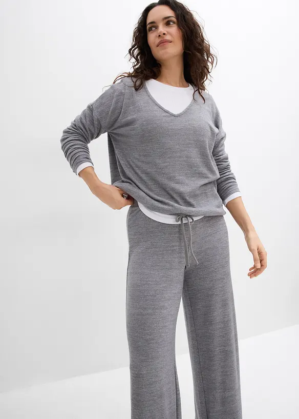 Jerseybyxa med stickad look, bonprix