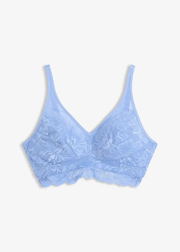 Bralette med blomm&ouml;nstrad spets och mesh, bonprix
