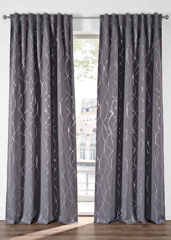 M&ouml;rkl&auml;ggande gardinl&auml;ngd med glansig yta, &auml;ven extral&aring;ng (1-pack), bonprix