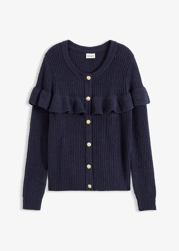 Finstickad cardigan i bomullsmix, bonprix