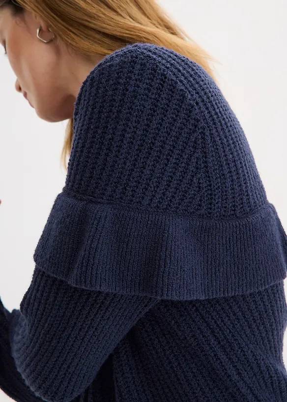 Finstickad cardigan i bomullsmix, bonprix