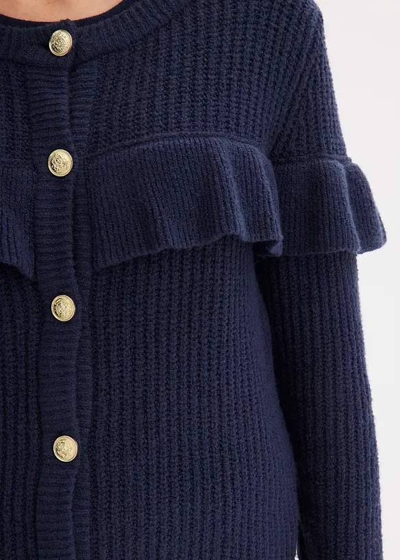 Finstickad cardigan i bomullsmix, bonprix