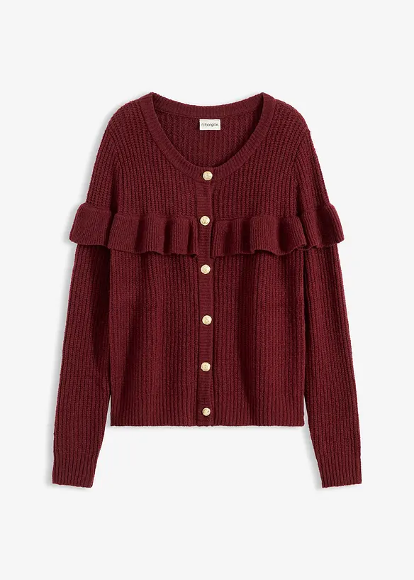 Finstickad cardigan i bomullsmix, bonprix