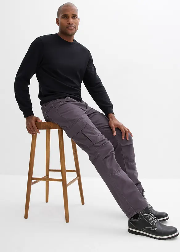 Cargobyxa i bomull, avslappnad passform, raka ben, bonprix