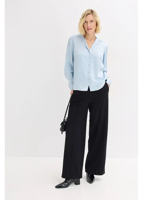 Satinblus med krage och slag, bonprix