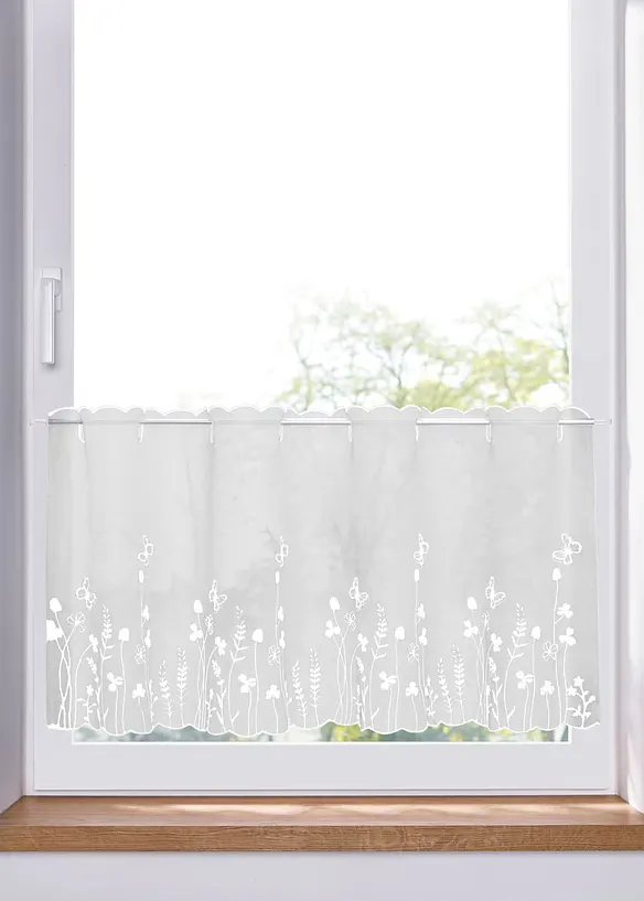 Caf&eacute;gardin med blombroderi, bonprix