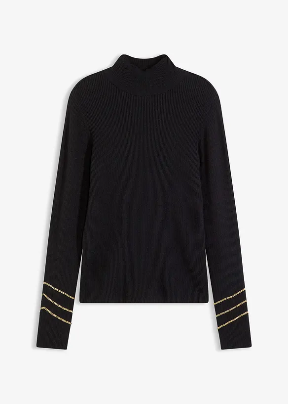 Finstickad tr&ouml;ja med guldkedjor, bonprix