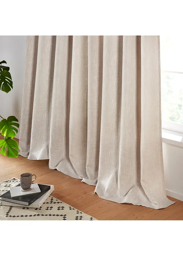 Ogenomskinlig gardinl&auml;ngd med strukturerad yta (1-pack), bonprix