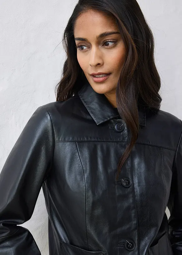 Kort skinnjacka i lammnappa, bonprix