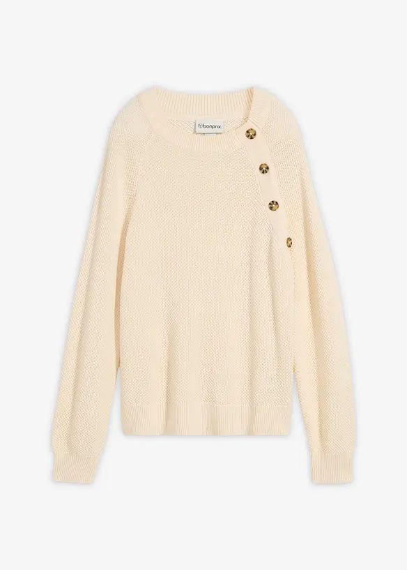 Grovstickad tr&ouml;ja med knappsl&aring;, bonprix