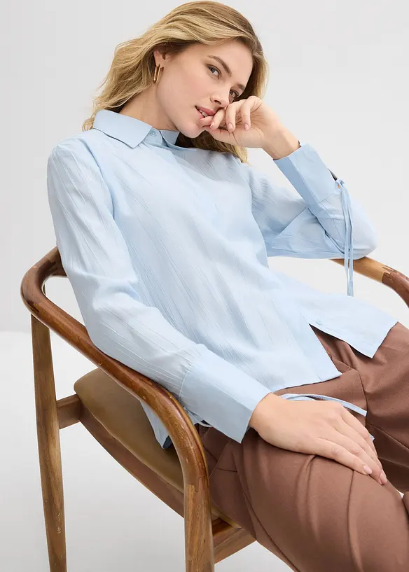 Skjortblus i mjuk viskosmix, bonprix