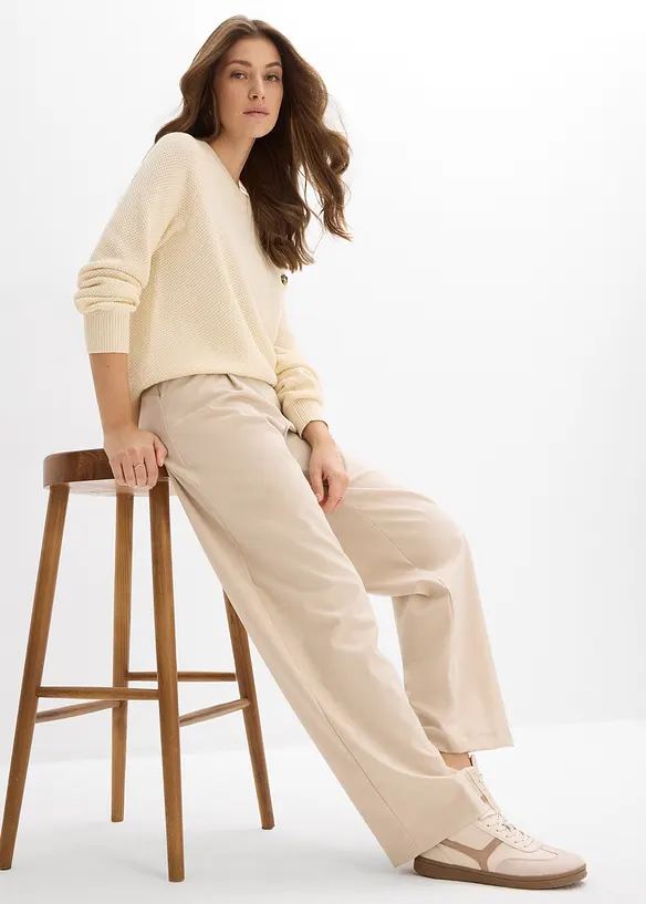 Byxa i barrelmodell med h&ouml;g midja, bonprix