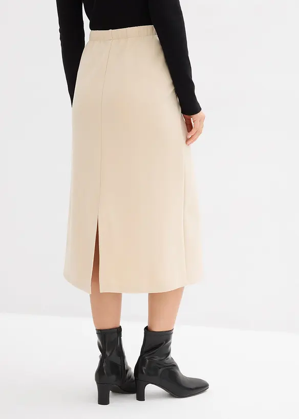 Midikjol av mjuk, stabil trik&aring;, bonprix