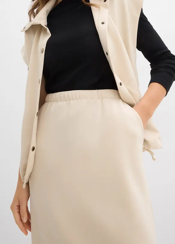 Midikjol av mjuk, stabil trik&aring;, bonprix