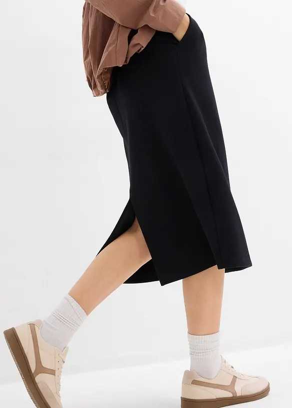 Midikjol av mjuk, stabil trik&aring;, bonprix