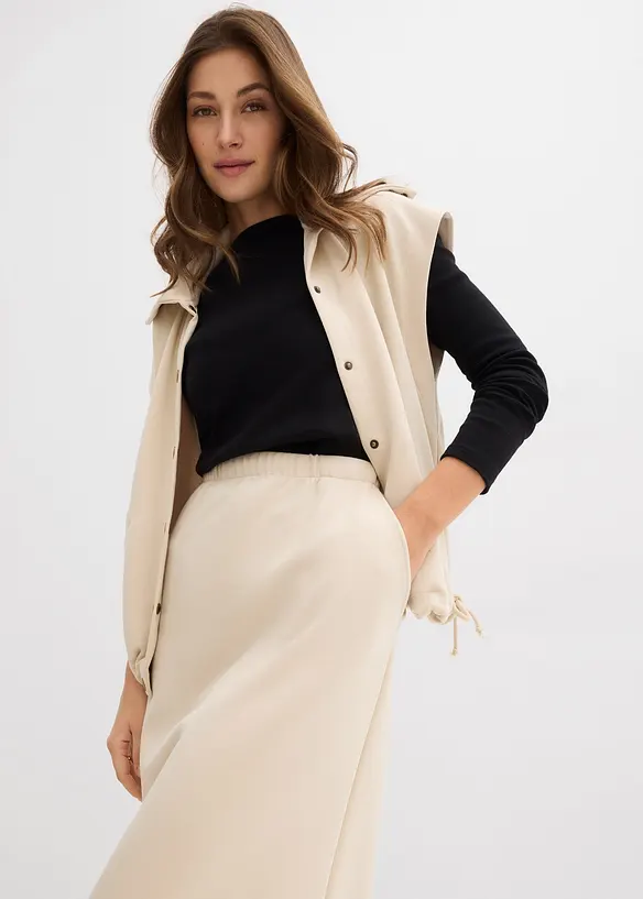 Midikjol av mjuk, stabil trik&aring;, bonprix