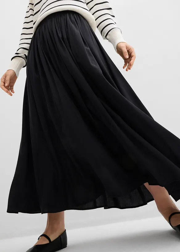 Maxikjol i krinklad viskosmix, bonprix