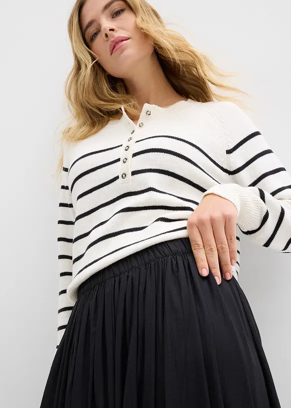 Maxikjol i krinklad viskosmix, bonprix