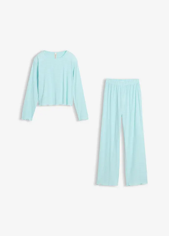 Hj&auml;rtm&ouml;nstrad pyjamas i bomullsblandning, bonprix