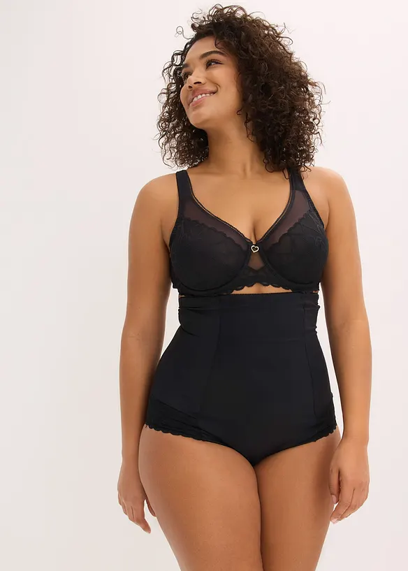 Shaping-trosa med kraftigt formande effekt och hj&auml;rtm&ouml;nstrad spets, bonprix