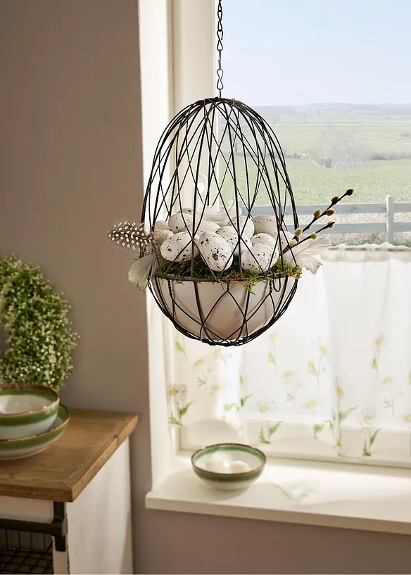 H&auml;ngande dekoration med korg och &auml;gg (27 delar), bonprix