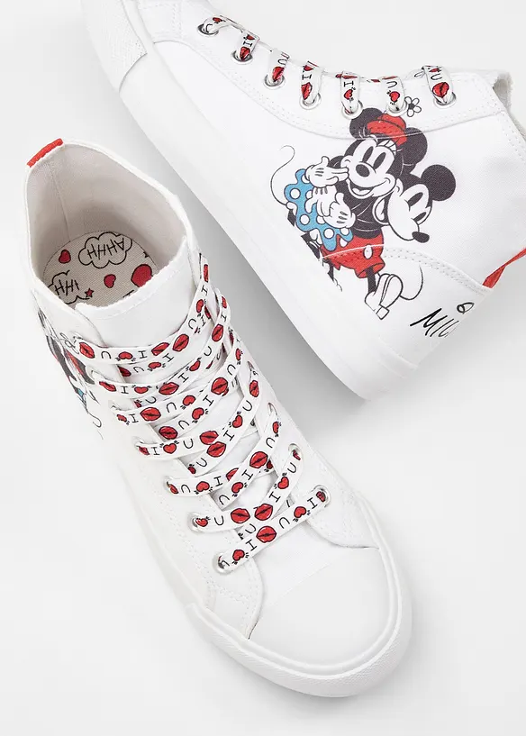 Disney Musse Pigg-sneakers av bomullscanvas, med h&ouml;ga skaft, Disney