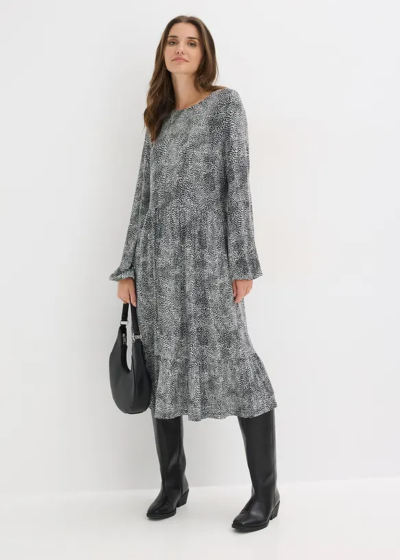 Mellanl&aring;ng jerseykl&auml;nning i viskosmix, bonprix