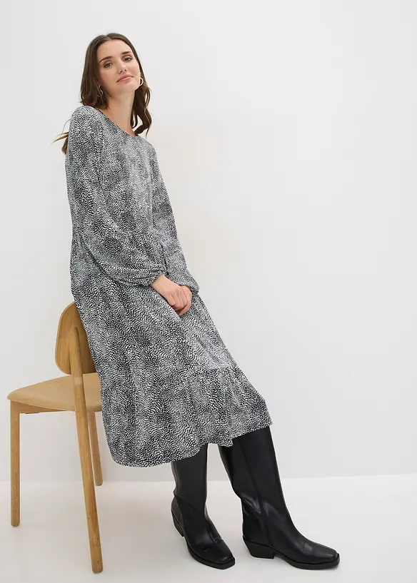 Mellanl&aring;ng jerseykl&auml;nning i viskosmix, bonprix