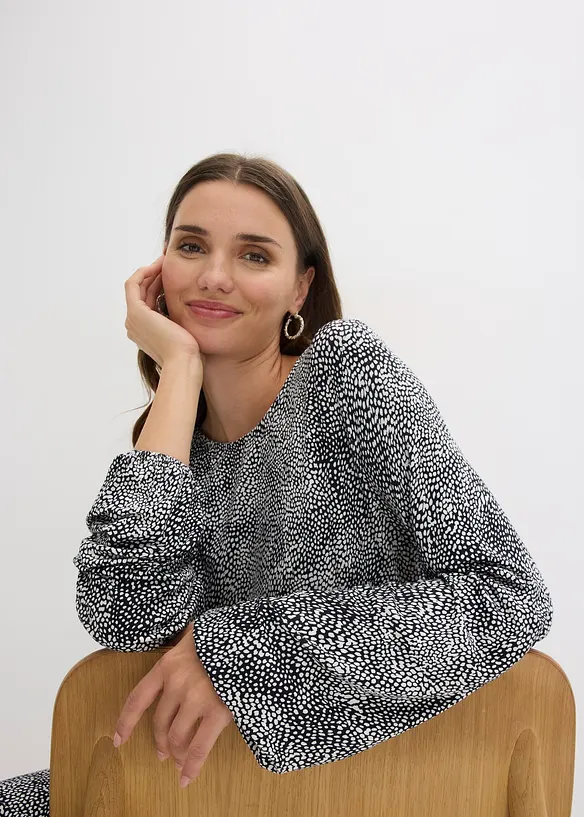 Mellanl&aring;ng jerseykl&auml;nning i viskosmix, bonprix