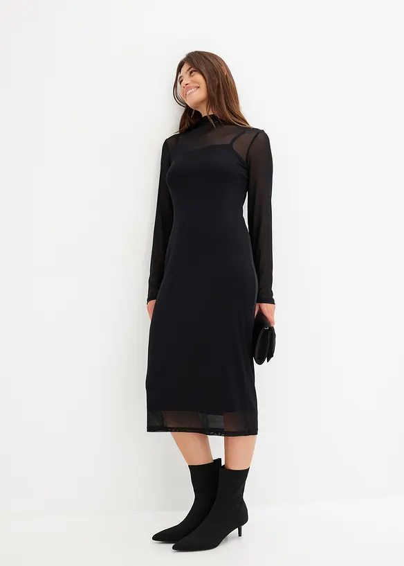 Jerseykl&auml;nning med mesh, bonprix