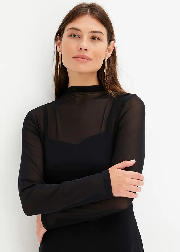 Jerseykl&auml;nning med mesh, bonprix