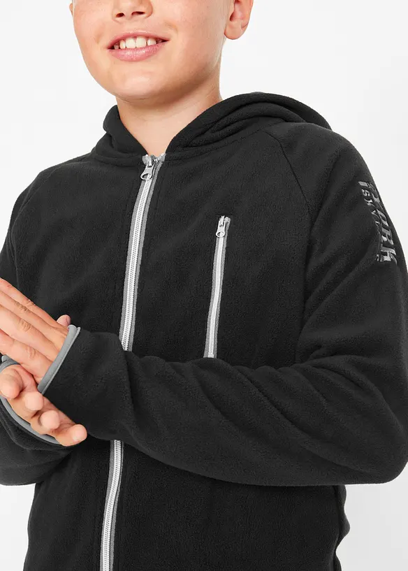 Fleecejacka med kontrasterande detaljer, f&ouml;r barn, bonprix