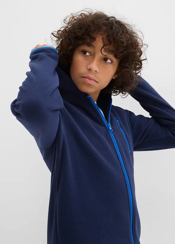 Fleecejacka med kontrasterande detaljer, f&ouml;r barn, bonprix
