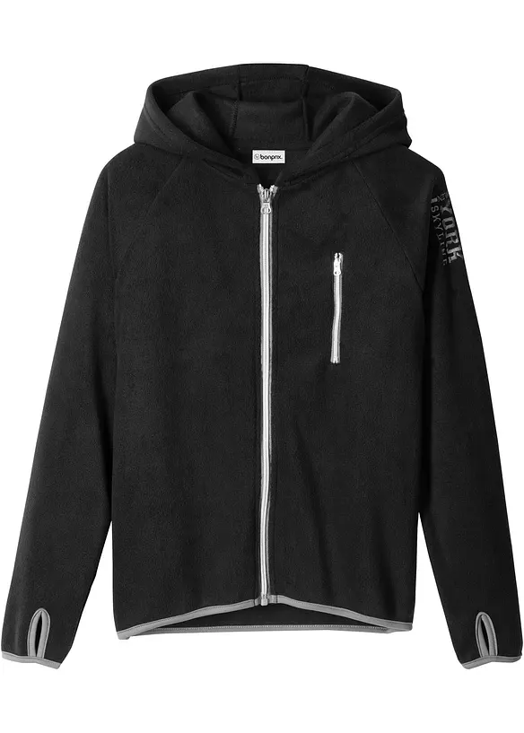 Fleecejacka med kontrasterande detaljer, f&ouml;r barn, bonprix