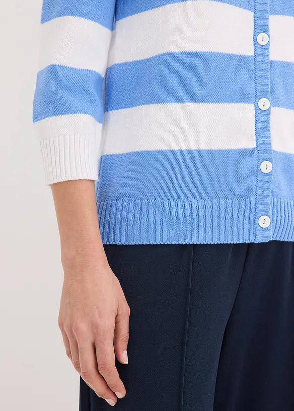 Randig bomullscardigan, bonprix