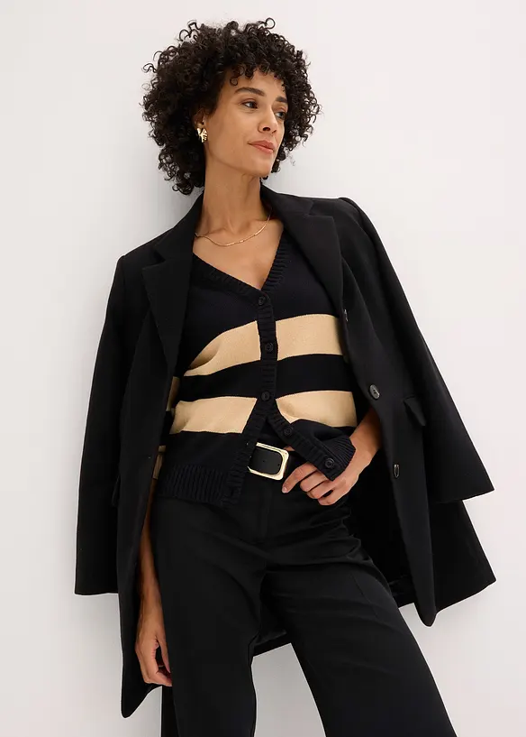 Randig bomullscardigan, bonprix