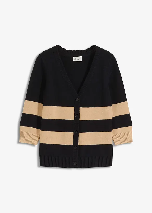 Randig bomullscardigan, bonprix