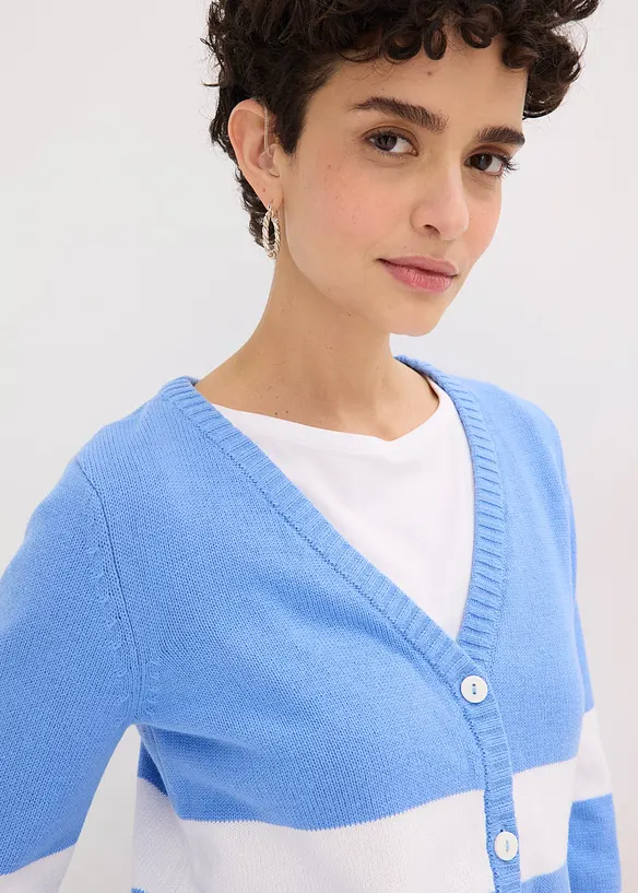 Randig bomullscardigan, bonprix